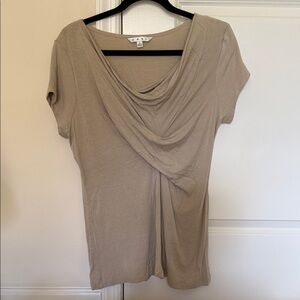 CAbi Women's Short Sleeve Beige Drape Top!